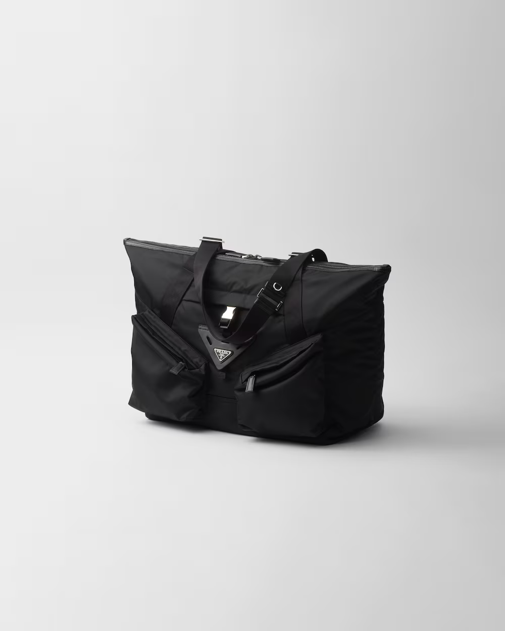 Re-Nylon and leather travel bag